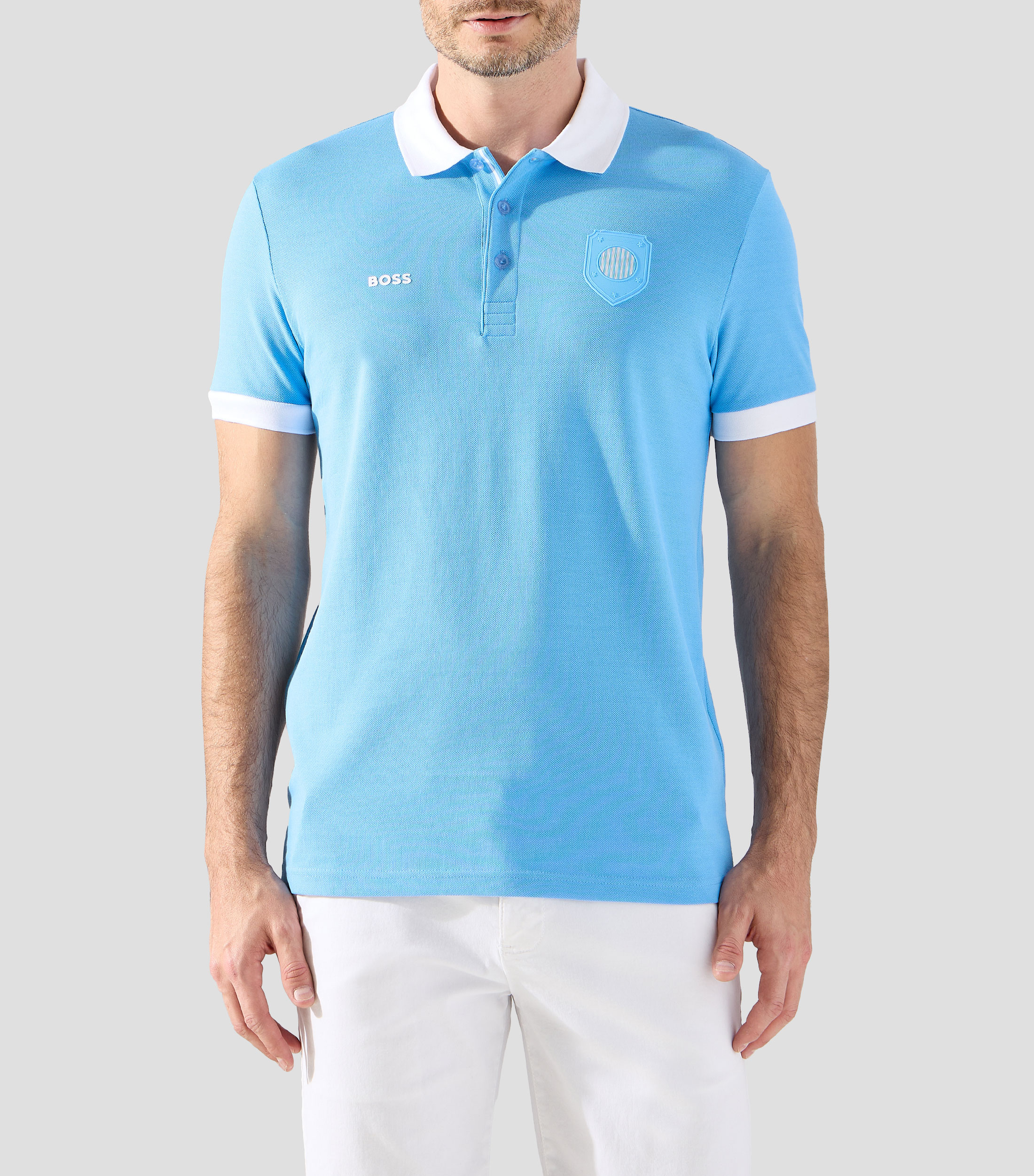 Playera polo manga corta sólida Hombre